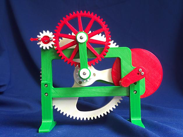 可连续旋转的齿轮装置3D打印模型