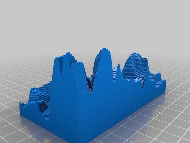 3D打印巴黎等高线地图3D打印模型