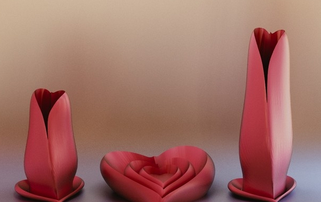 心形花盆3D打印模型