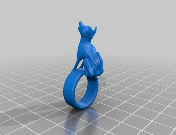 小狼戒指3D打印模型