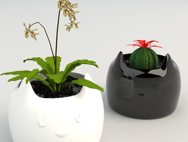 斜面小花盆3D打印模型