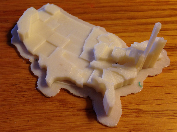 美国地图3D打印模型
