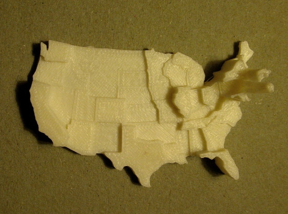 美国地图3D打印模型
