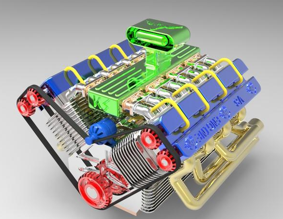 V8电机引擎3D打印模型