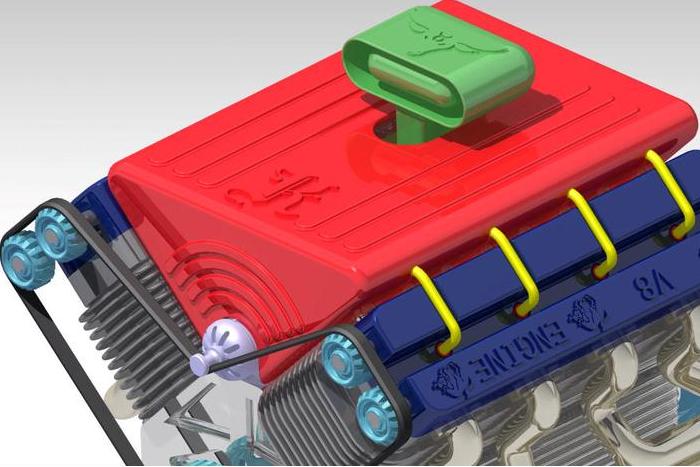 V8电机引擎3D打印模型