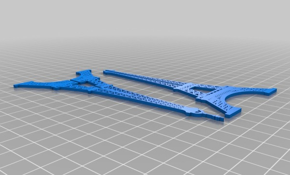 埃菲尔铁塔 扁平剖面版本3D打印模型