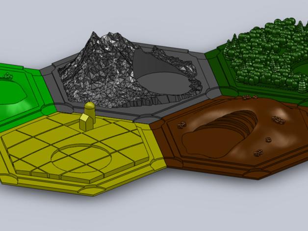 3D战棋游戏地图3D打印模型