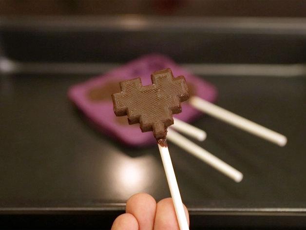 像素心形巧克力模具3D打印模型