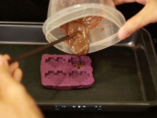 像素心形巧克力模具3D打印模型