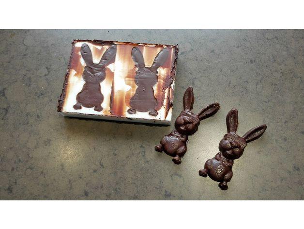 复活节兔子巧克力模具3D打印模型