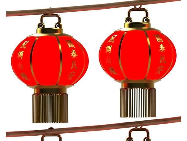 中国传统大红灯笼3D打印模型