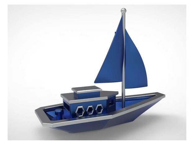 小帆船3D打印模型