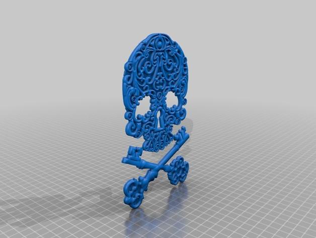 个性头骨钥匙造型的装饰3D打印模型