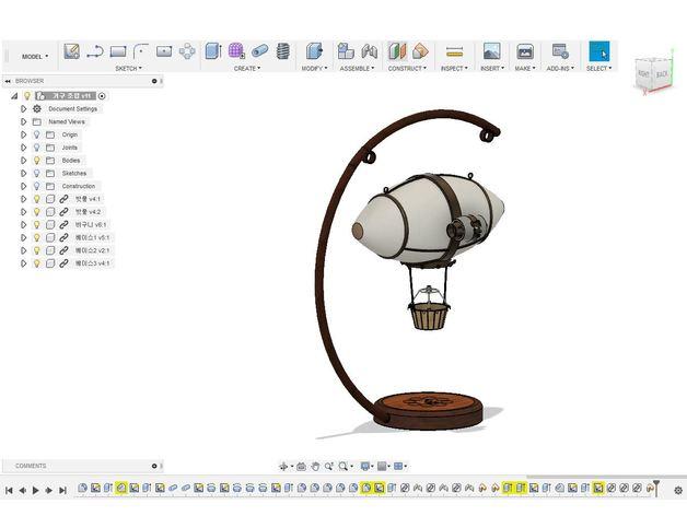 热气球造型心情台灯3D打印模型