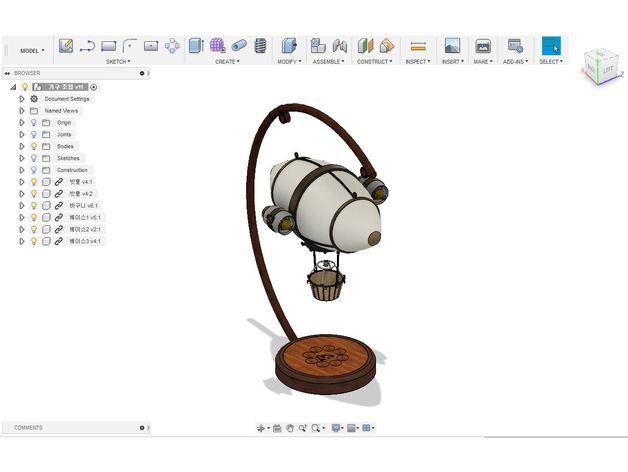 热气球造型心情台灯3D打印模型