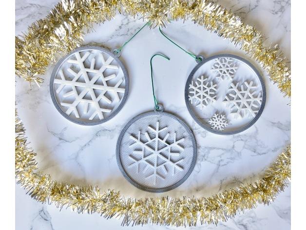 圣诞节漂浮雪花装饰3D打印模型