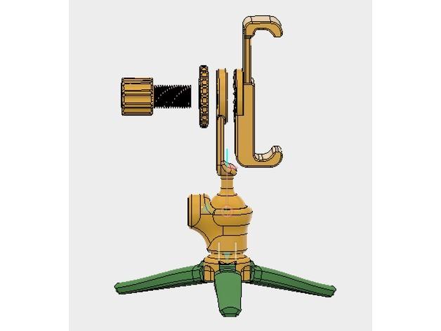 手机可调节三脚支架3D打印模型
