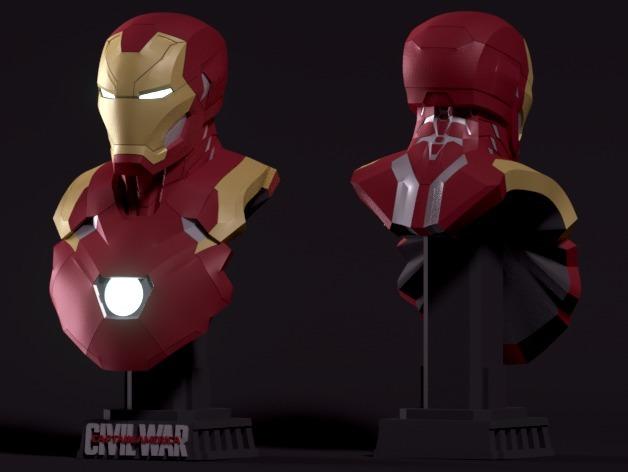 漫威复仇者联盟钢铁侠上半身雕塑3D打印模型