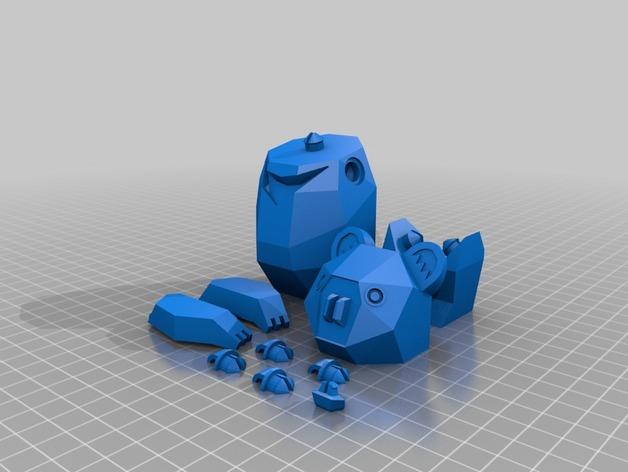 可爱的棱角黑熊3D打印模型