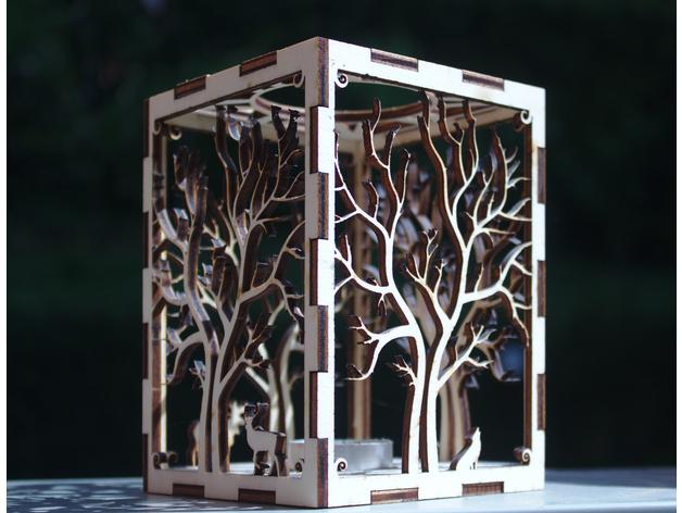 激光切割木制雕刻烛台3D打印模型