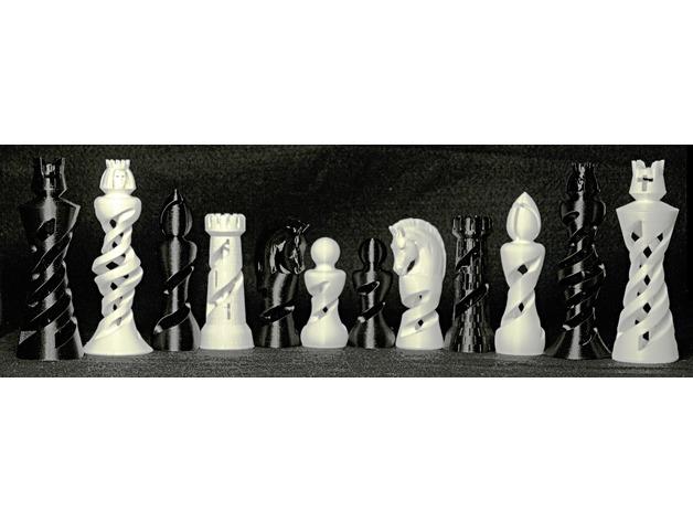 螺旋镂空国际象棋3D打印模型