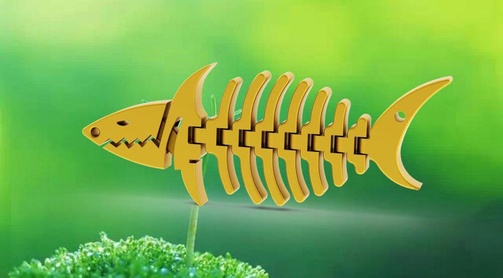 会动的鱼形钥匙扣3D打印模型