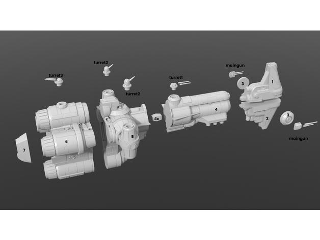 X 翼史诗规模模型的锤头科尔维特3D打印模型