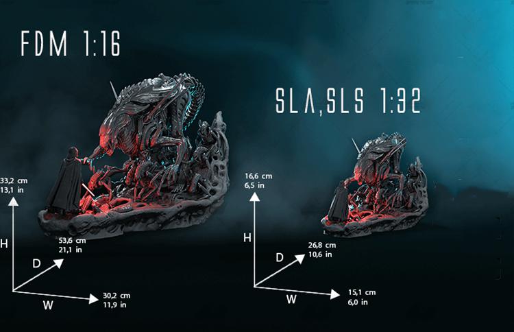 异形母皇大型战斗场景3D打印模型