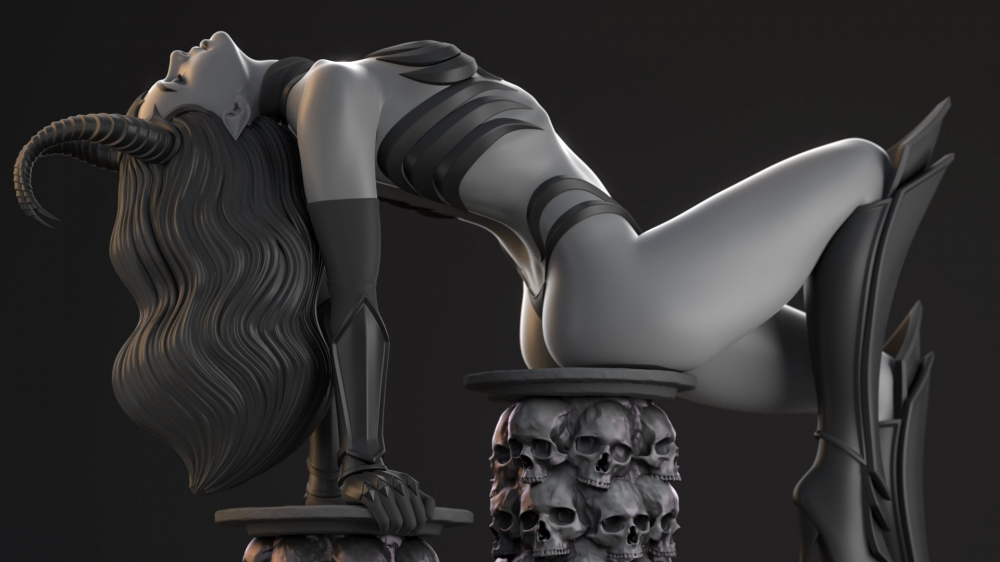 躺着的性感魔女3D打印模型