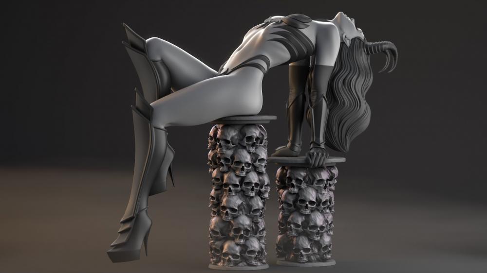 躺着的性感魔女3D打印模型