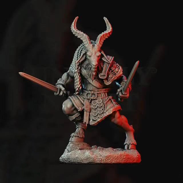 送500积分3d打印耗材-lcd光固化光敏树脂 500g人身羊头,手持双剑,平时