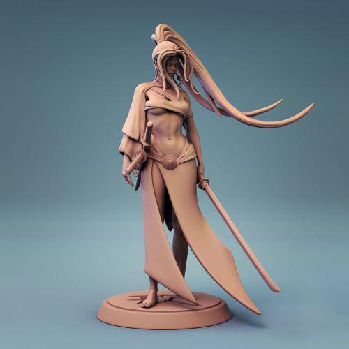 三刀流女武士3D打印模型