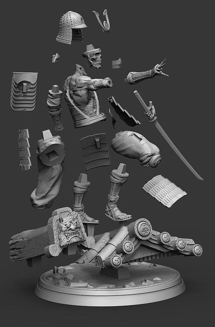 恶魔幕府骷髅战士3D打印模型