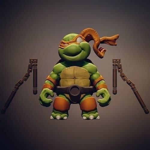 忍者神龟 米开朗基罗Q版3D打印模型