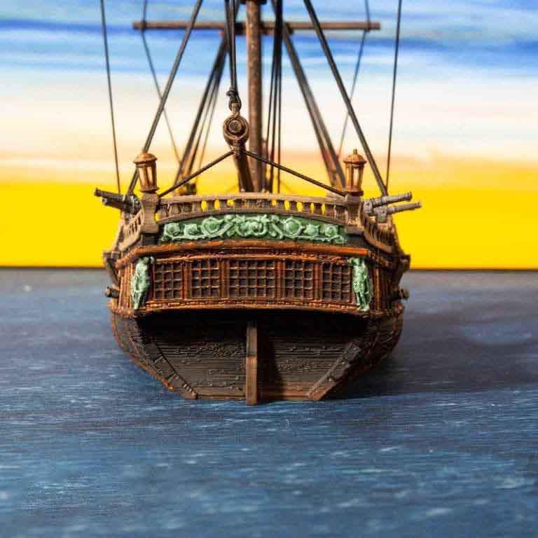 横帆双桅船3D打印模型