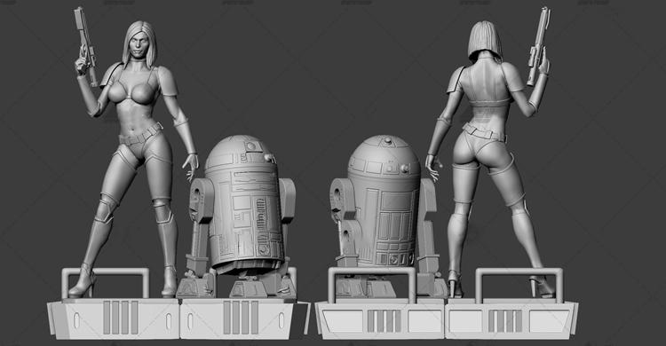 星际-女兵与机器人R23D打印模型
