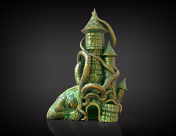 巨型章鱼城堡3D打印模型