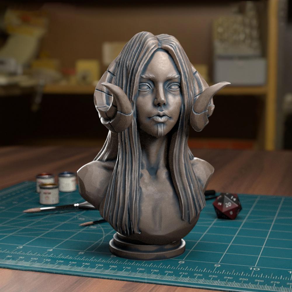 部落 羊角女头雕3D打印模型