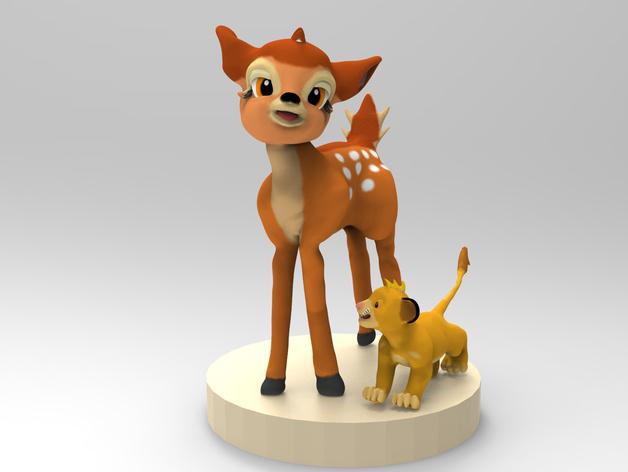 小鹿斑比和辛巴3D打印模型