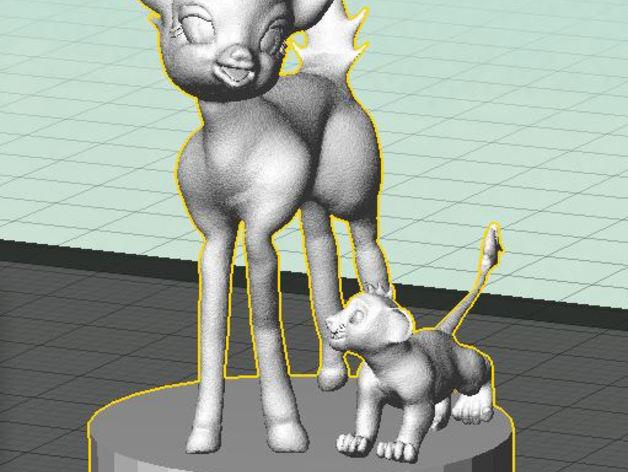 小鹿斑比和辛巴3D打印模型