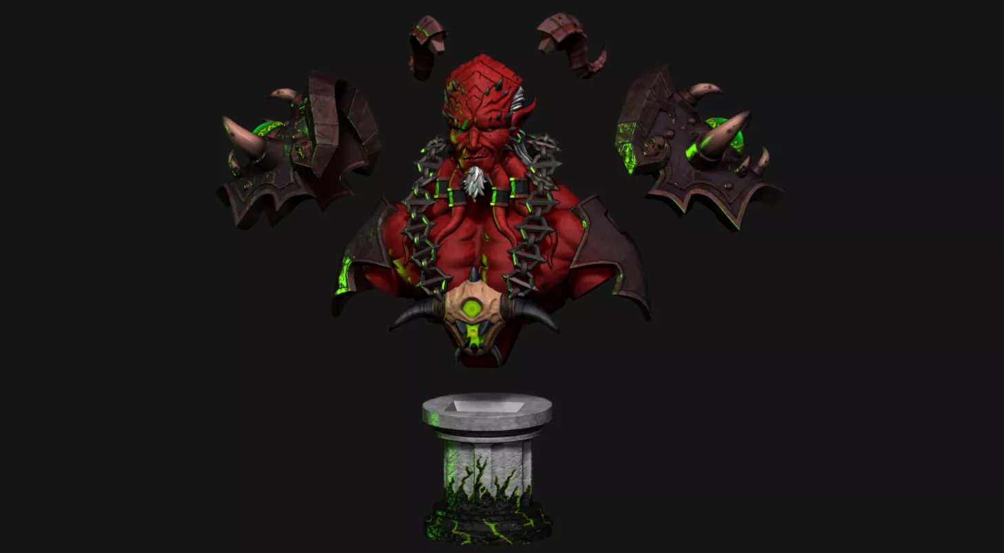 【魔兽争霸】欺诈者基尔加丹胸像3D打印模型