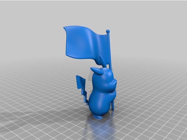 皮卡丘举旗3D打印模型