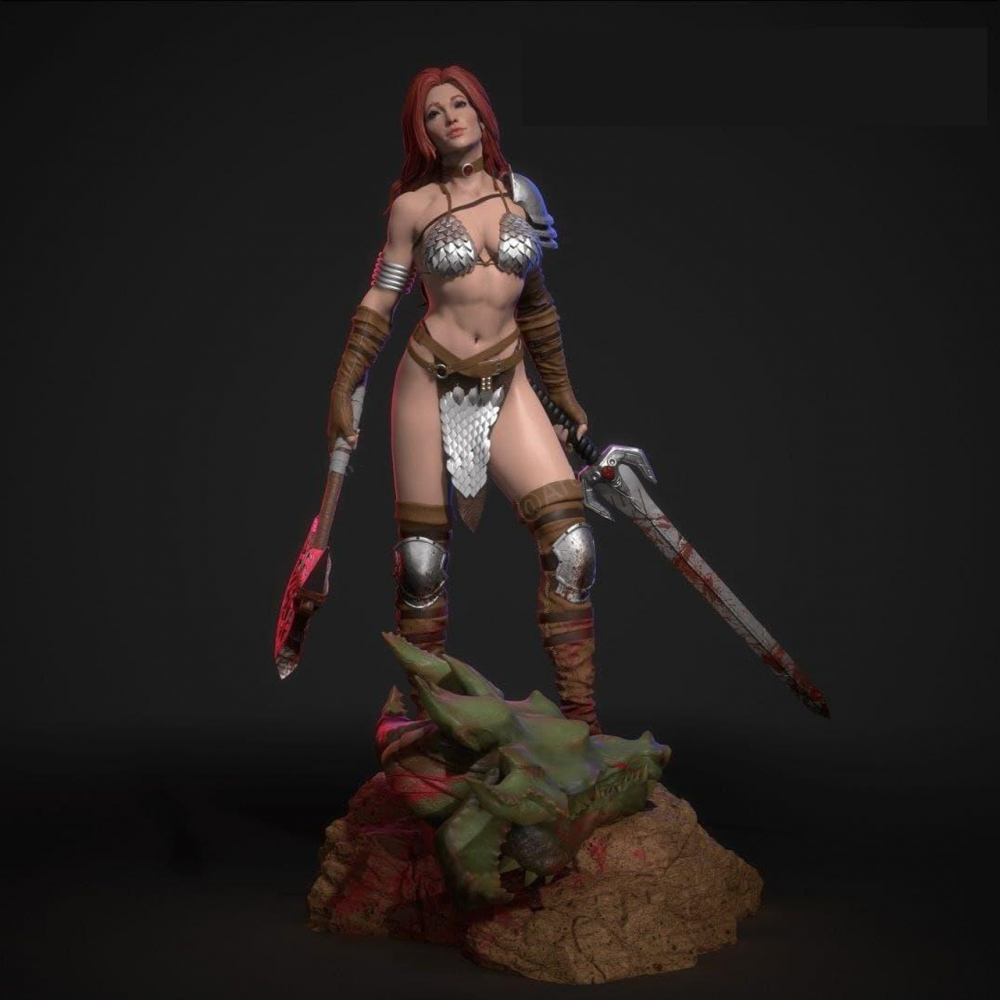 红发索尼娅双剑屠龙版3d打印模型