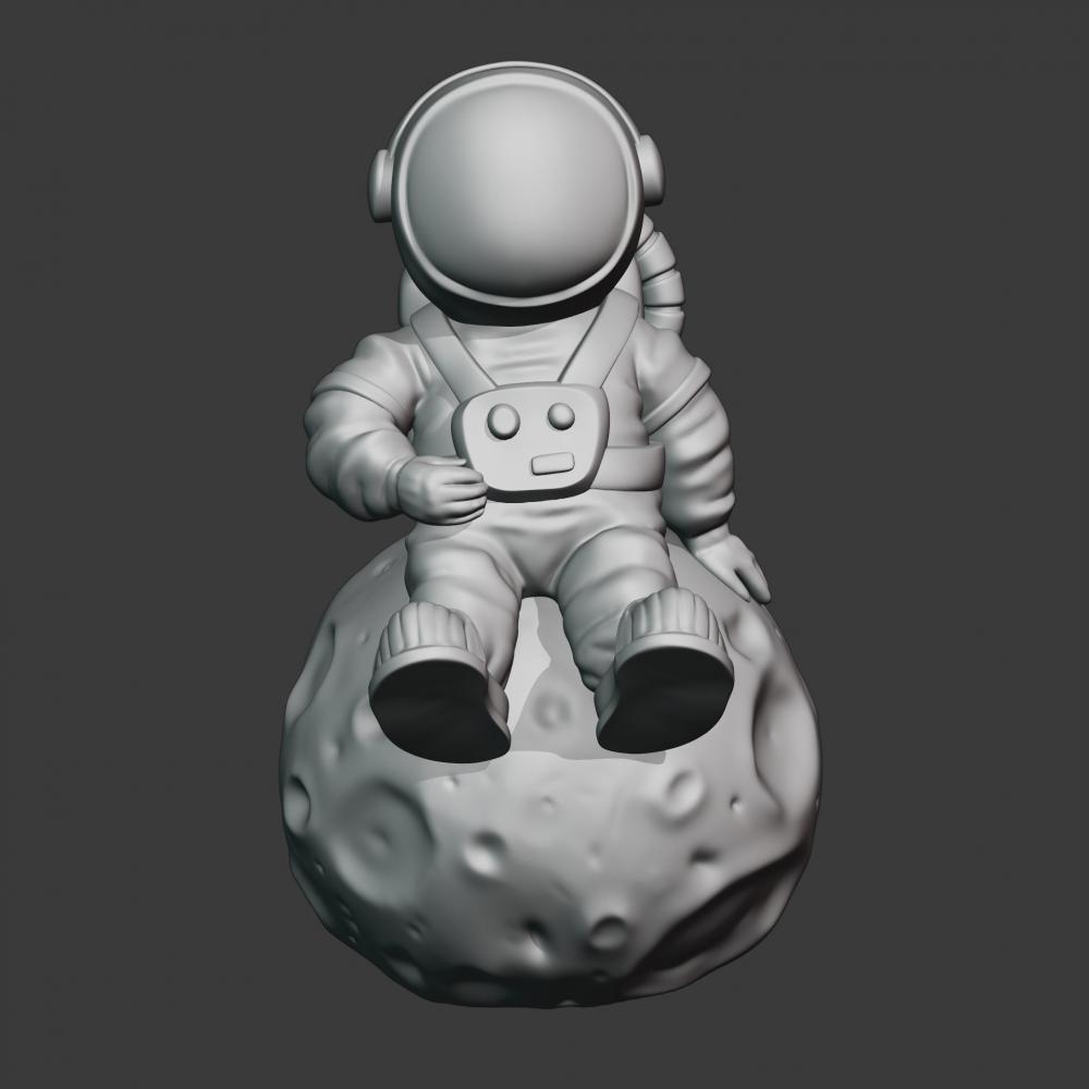宇航员坐在月球上3D打印模型
