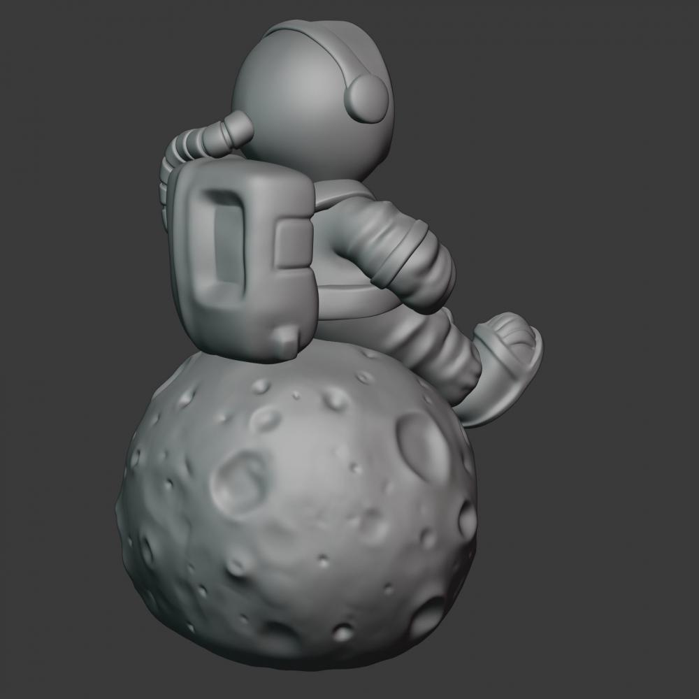 宇航员坐在月球上3D打印模型