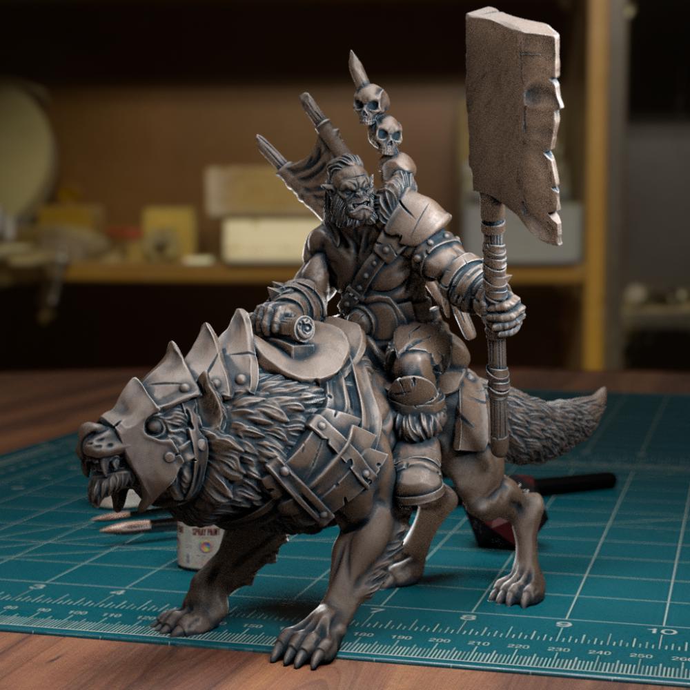 骑着狼的兽人战士3D打印模型