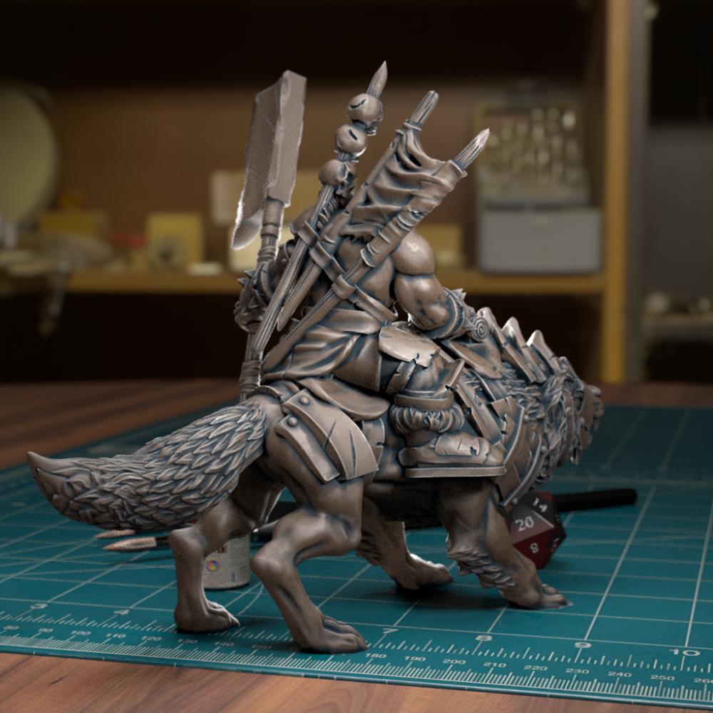 骑着狼的兽人战士3D打印模型