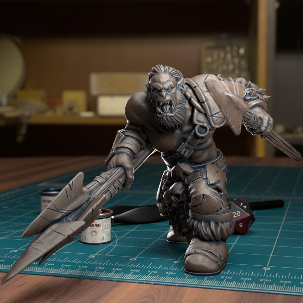 冲锋的兽人战士3D打印模型