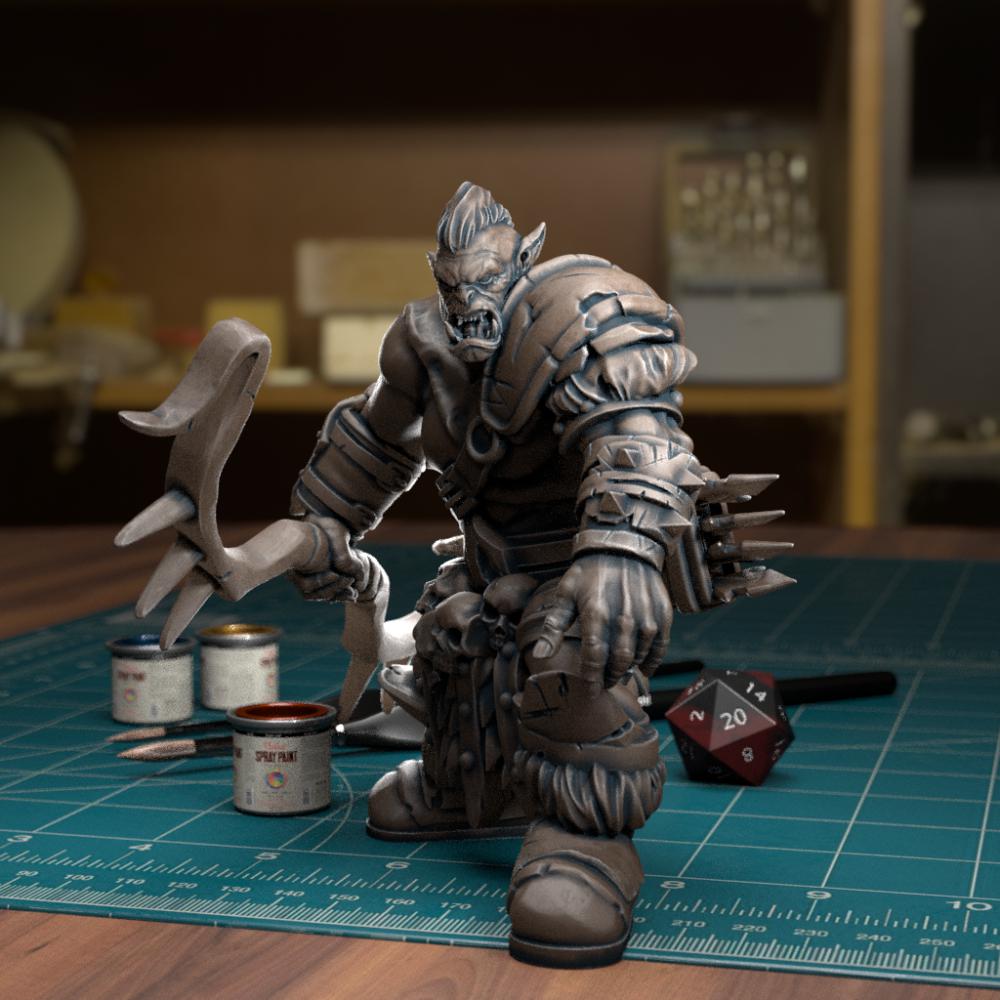 放下弓的兽人战士3D打印模型