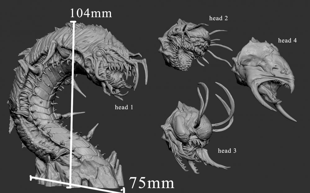 巨型钻地虫3D打印模型